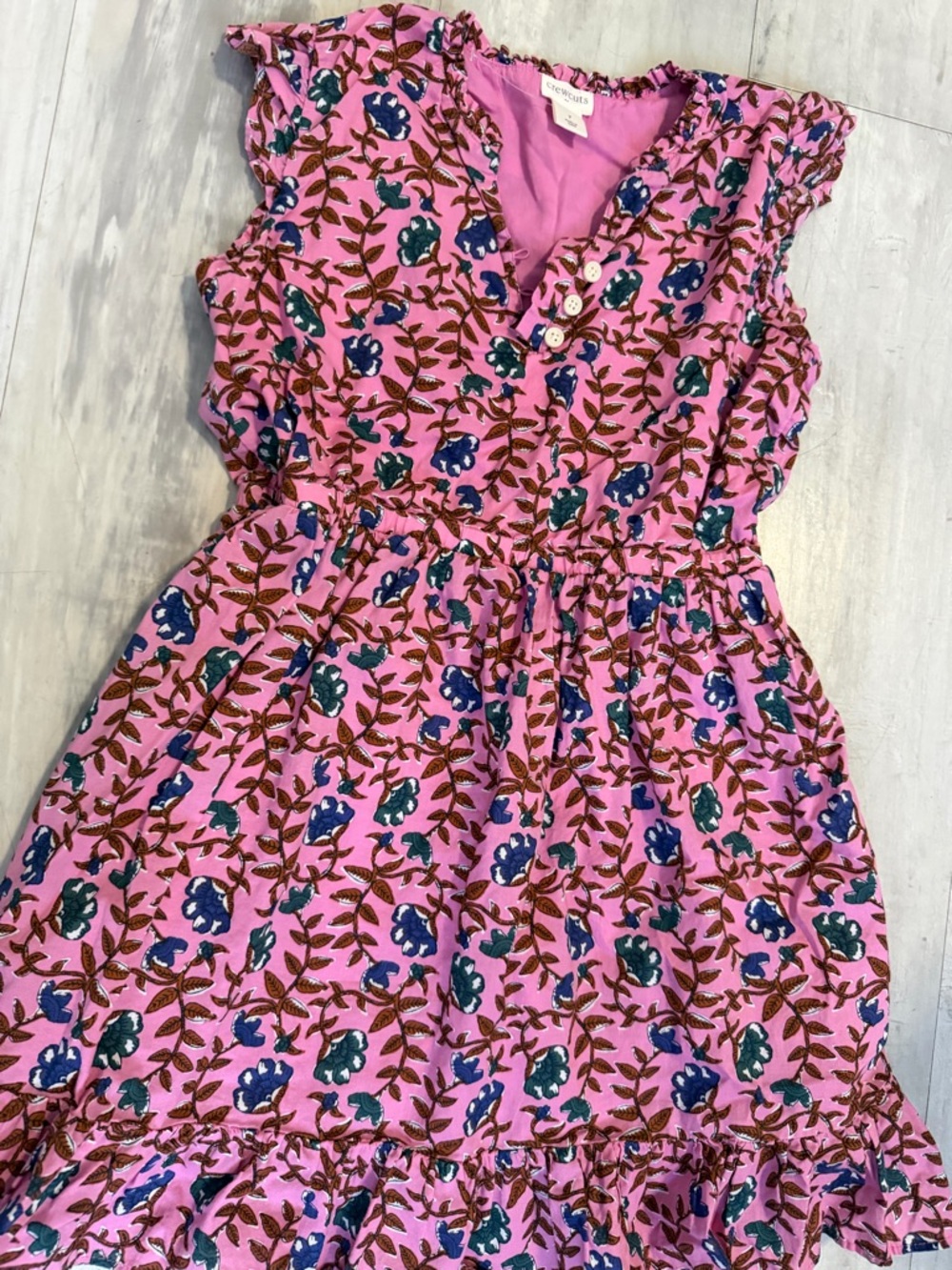 Crewcuts Girls Pink Floral Button-Front Ruffle Dress - Picture 3 of 4